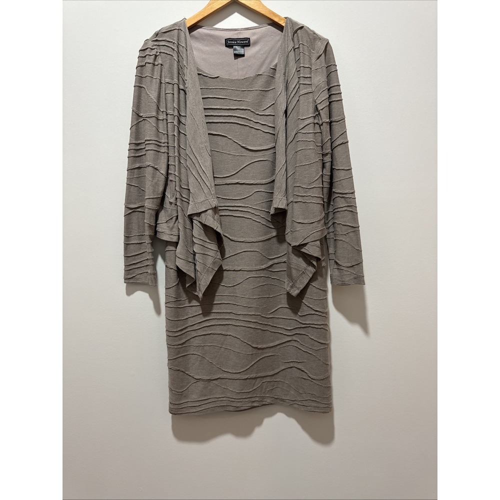 Jessica Howard Womens Brown 2PC Ruffled Sheath Dress and Jacket Set Size 12